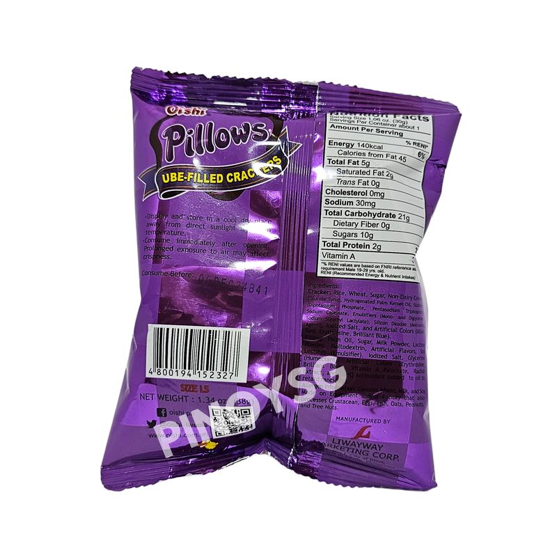 Oishi Pillows Ube-Filled Crackers 38g