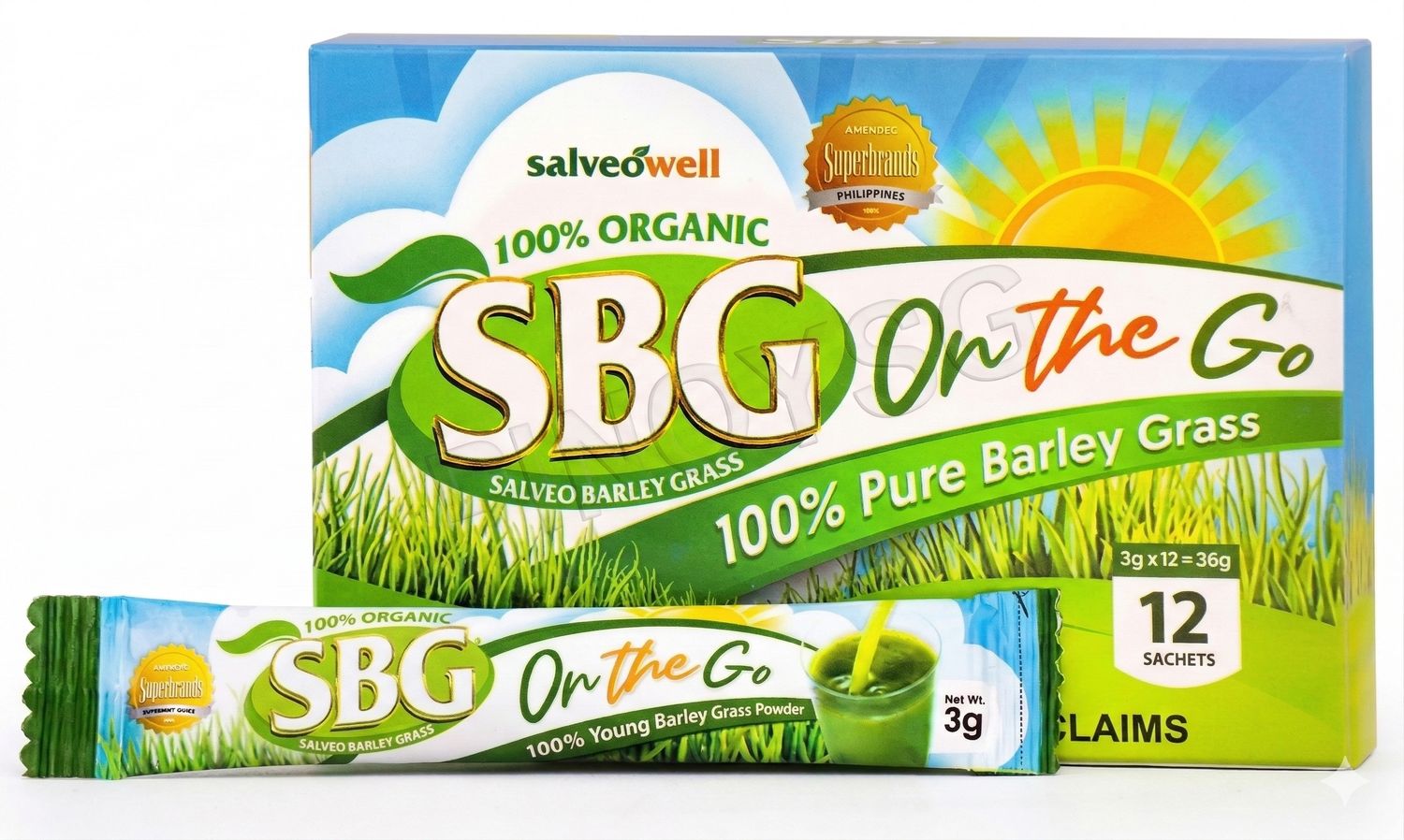 Salveo Barley Grass, SBG Powder On The Go, 12's