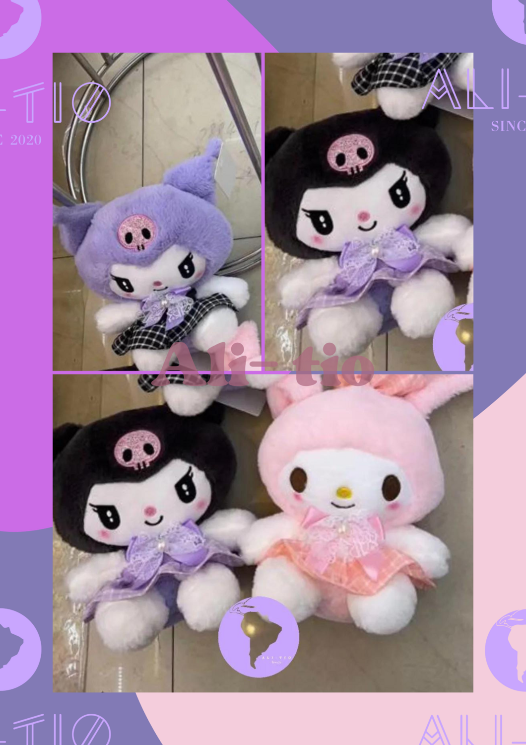 Kuromi Cute My Melody Cinnamoroll - Animales de peluche con figuras de cosplay, regalo para niñas