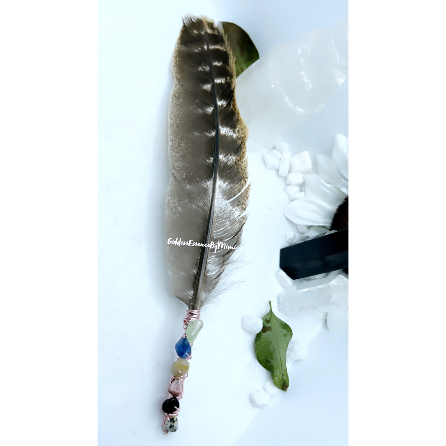 Custom Crystal Smudging Feather