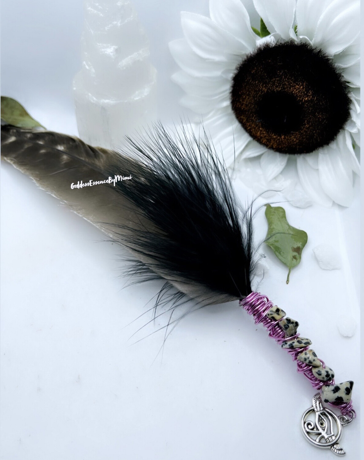 Dalmatian Crystal Smudging feather