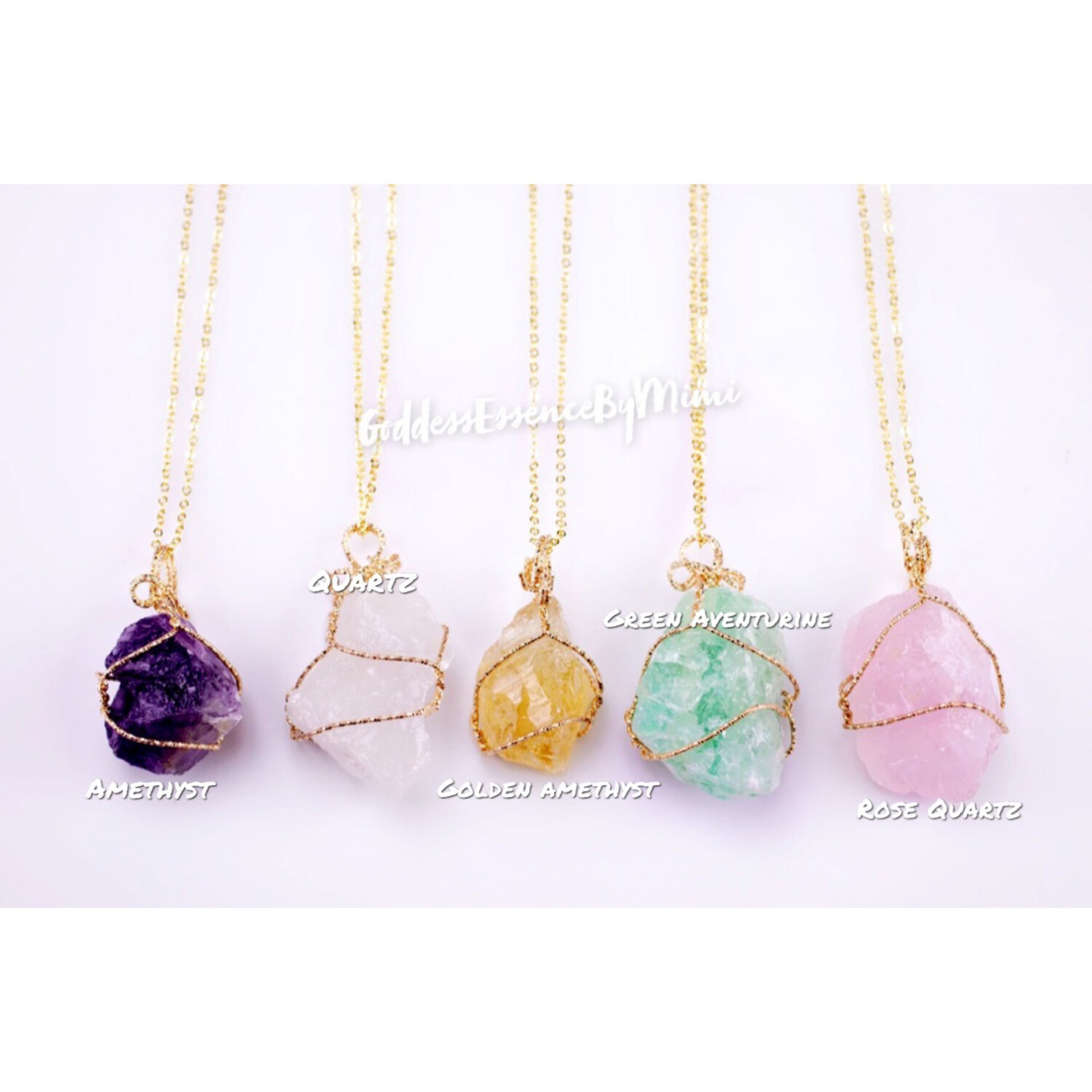 Fancy Gold Wire Wrapped Pre Charged Protection Necklace