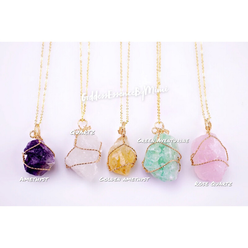 Fancy Gold Wire Wrapped Pre Charged Protection Necklace