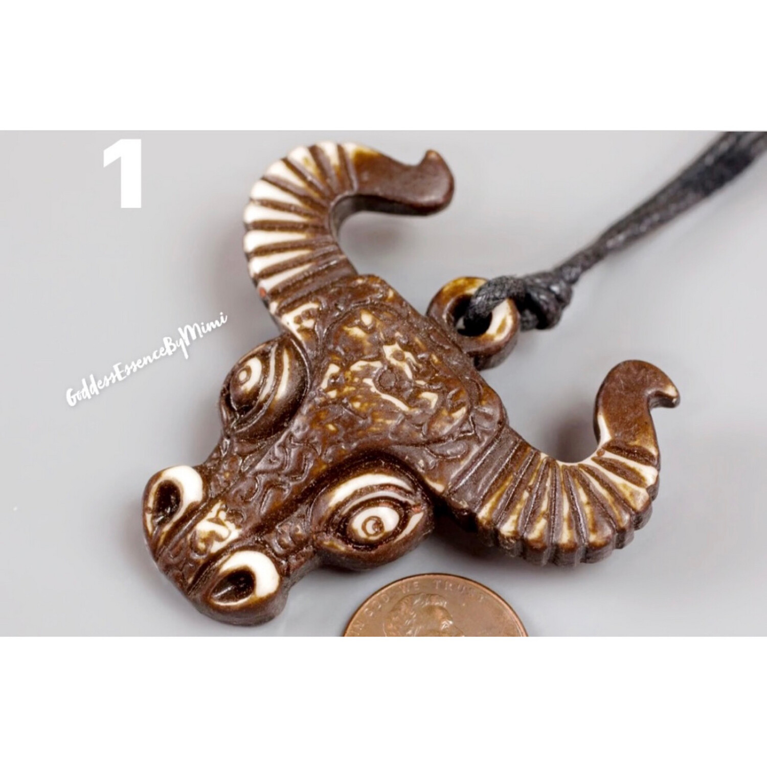 Yak Bone Bull Necklace, Bull Options: Bull 1