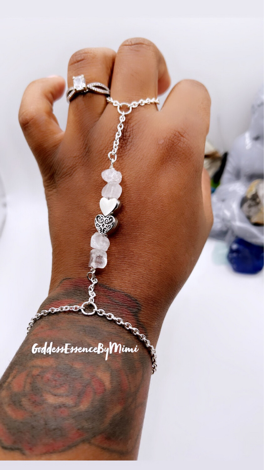Gemstone Ring Chain Bracelet