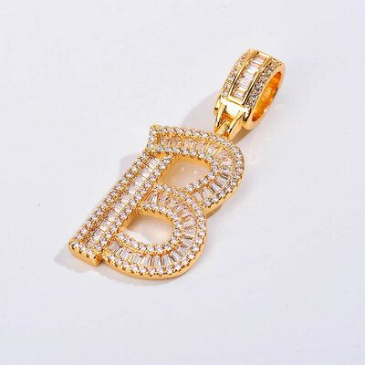 Baguette Bling Style 2 Single Letter Necklace (Customize)