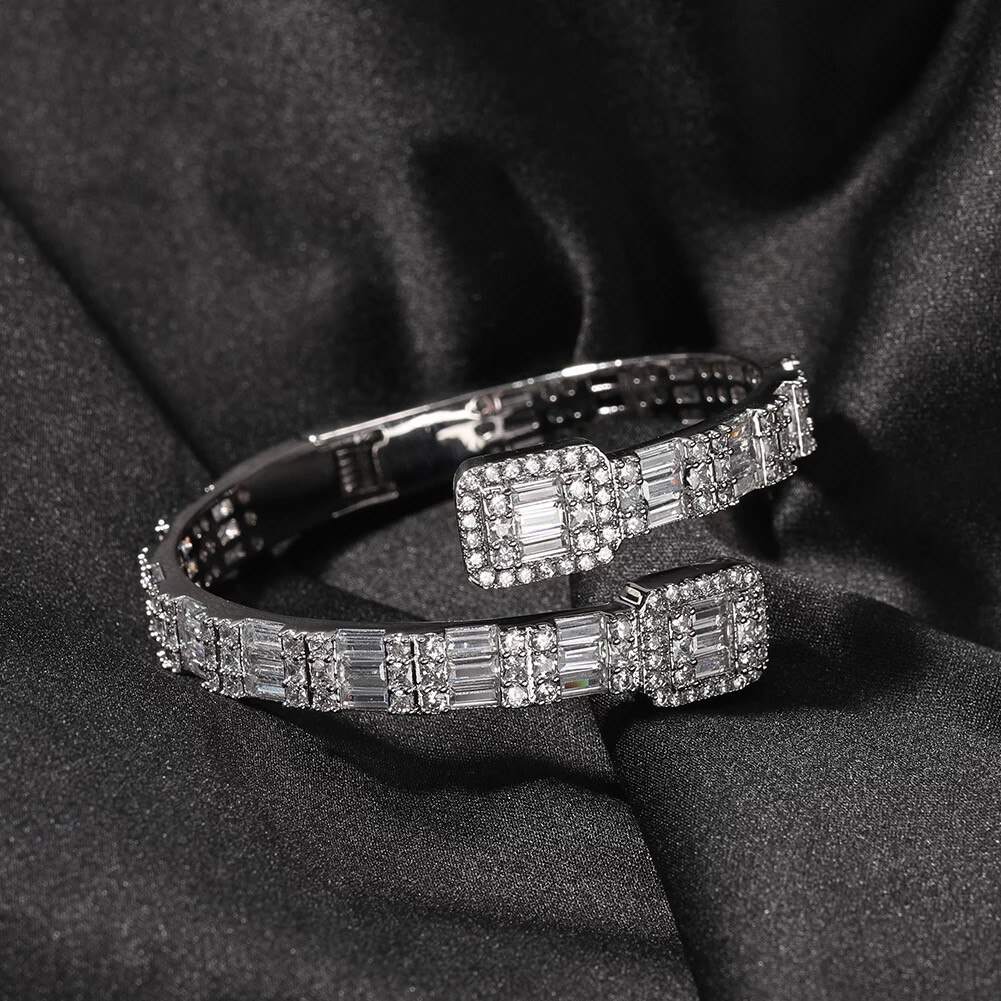  Baguette Bangle Bracelet , Color: Silver
