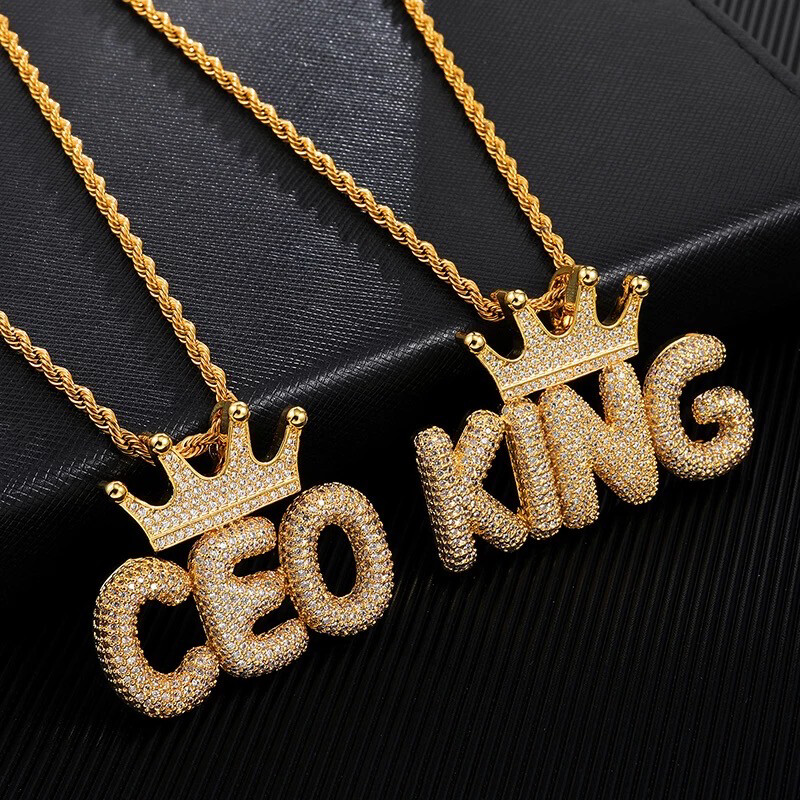 Crown Letters Bling Name Necklace (Customize)