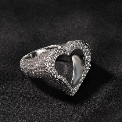 AAAAA+ CZ Baguette Icy Heart
 Ring 