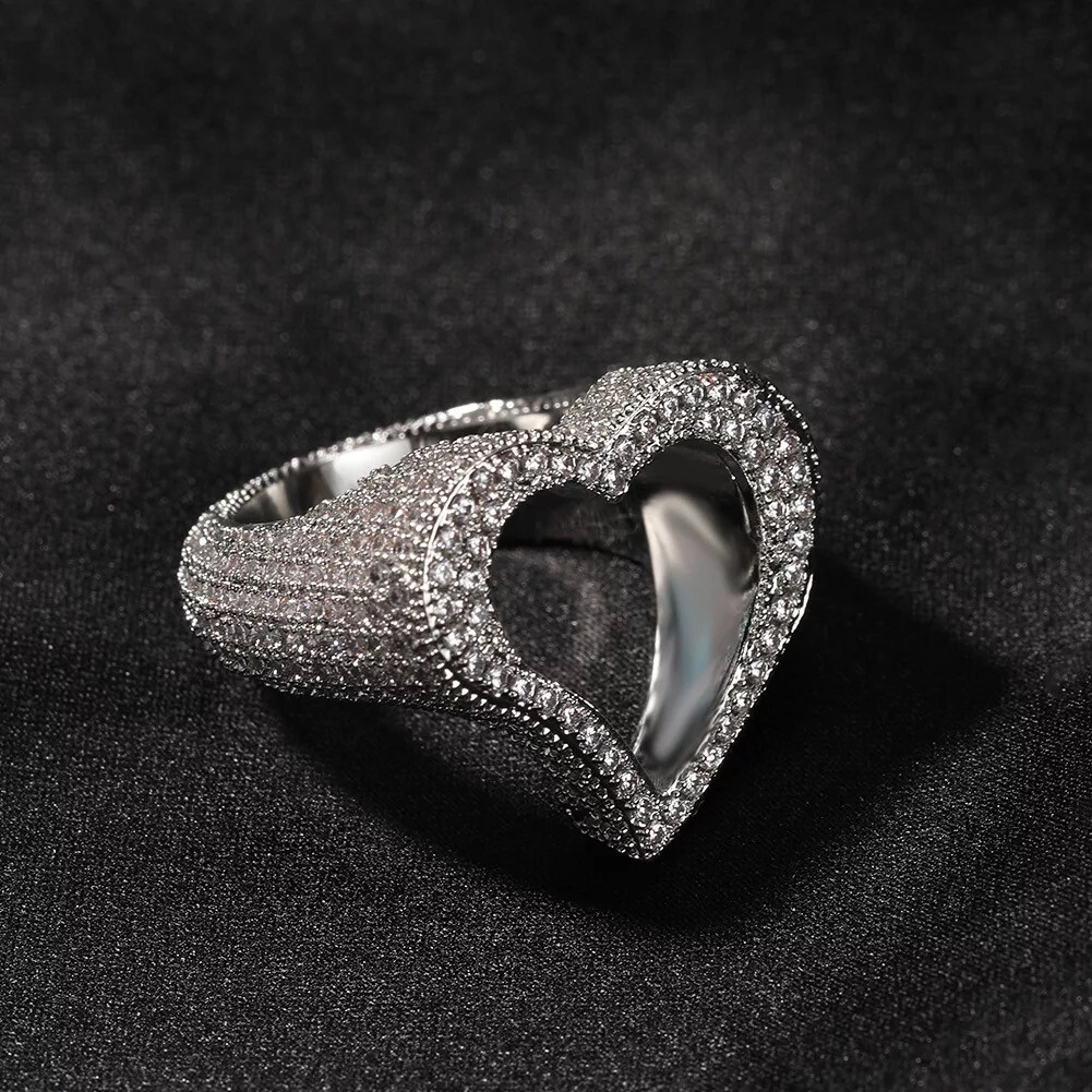 AAAAA+ CZ Baguette Icy Heart
 Ring 