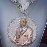 Luxury High Quality Big Icy Round Portrait Necklace With Dove Bail (customize)