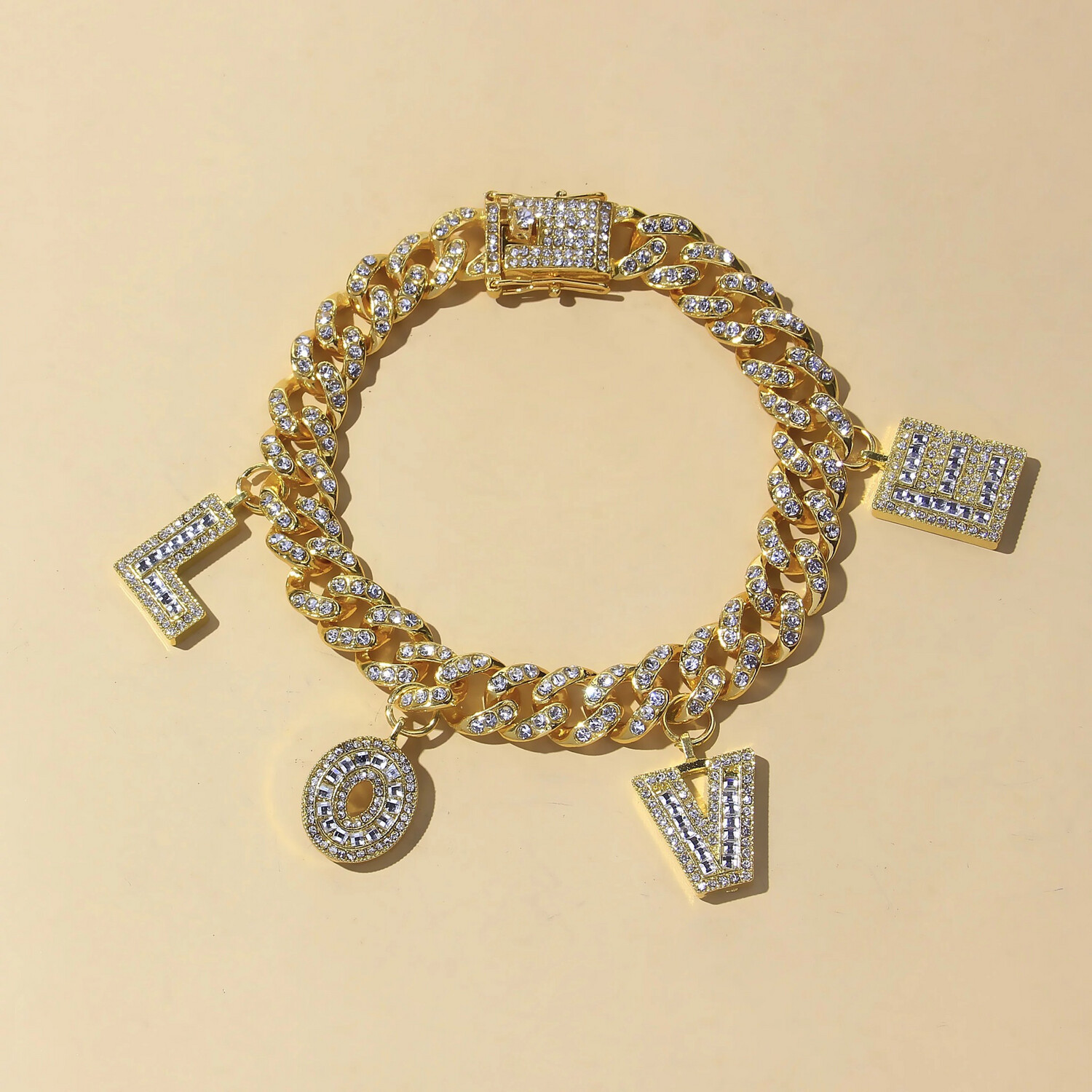 Baguette Letters Cuban Link Bracelet 