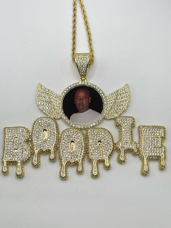 Redds High Quality Ice Drip Name Photo Necklace (Customize)