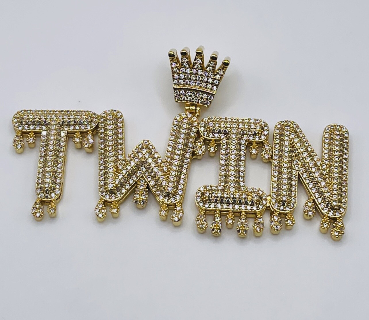 Crown Drip Letters Bling Name Necklace (Customize)