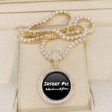 VVS 38mm Diamond Luxury High Quality ICED OUT Solid Gold Photo Necklace (Customize)