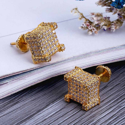  5A Cz Iced Out diamond Stud Earrings