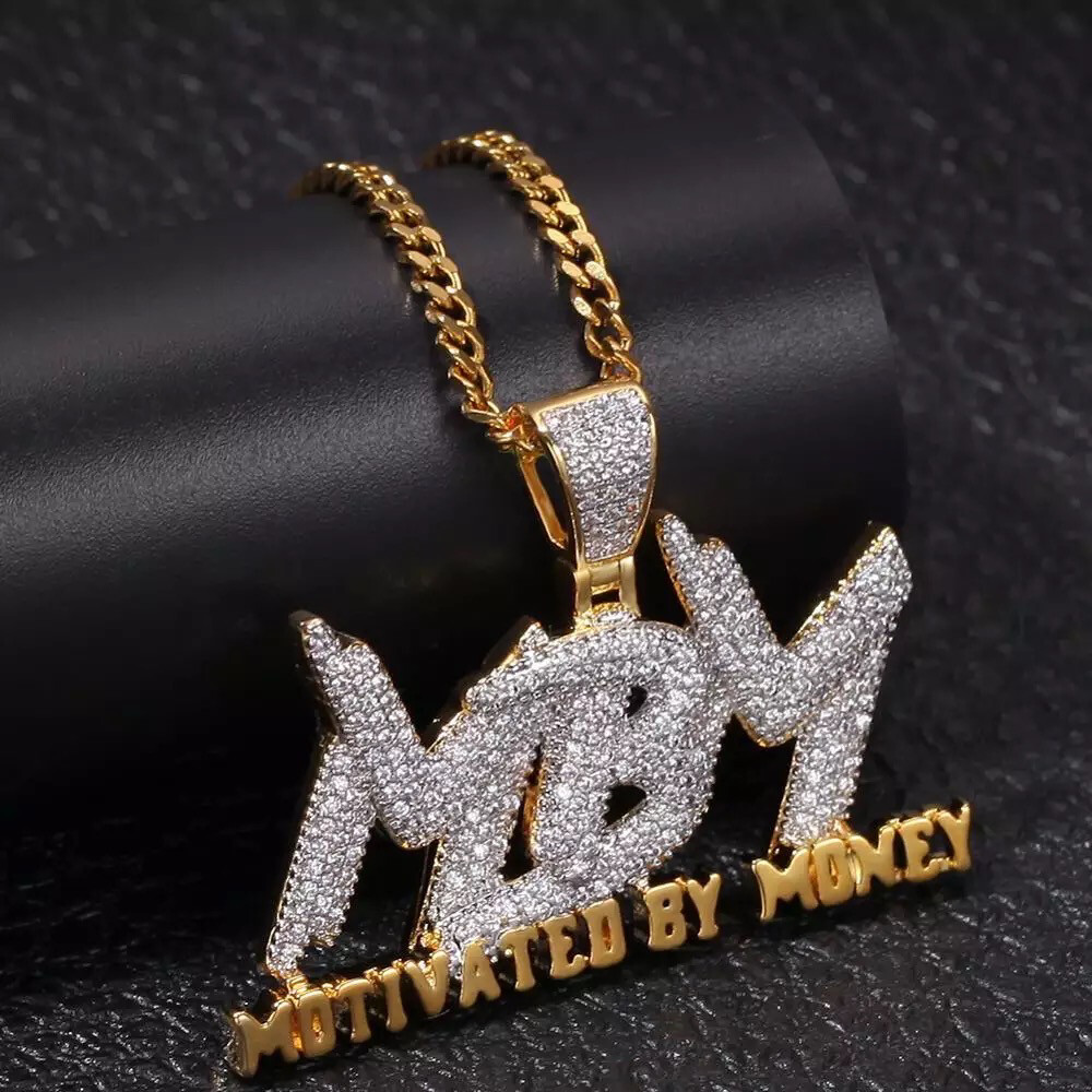 Redd’s 18k Micro Inlay AAAA CZ Motivated By Money Necklace