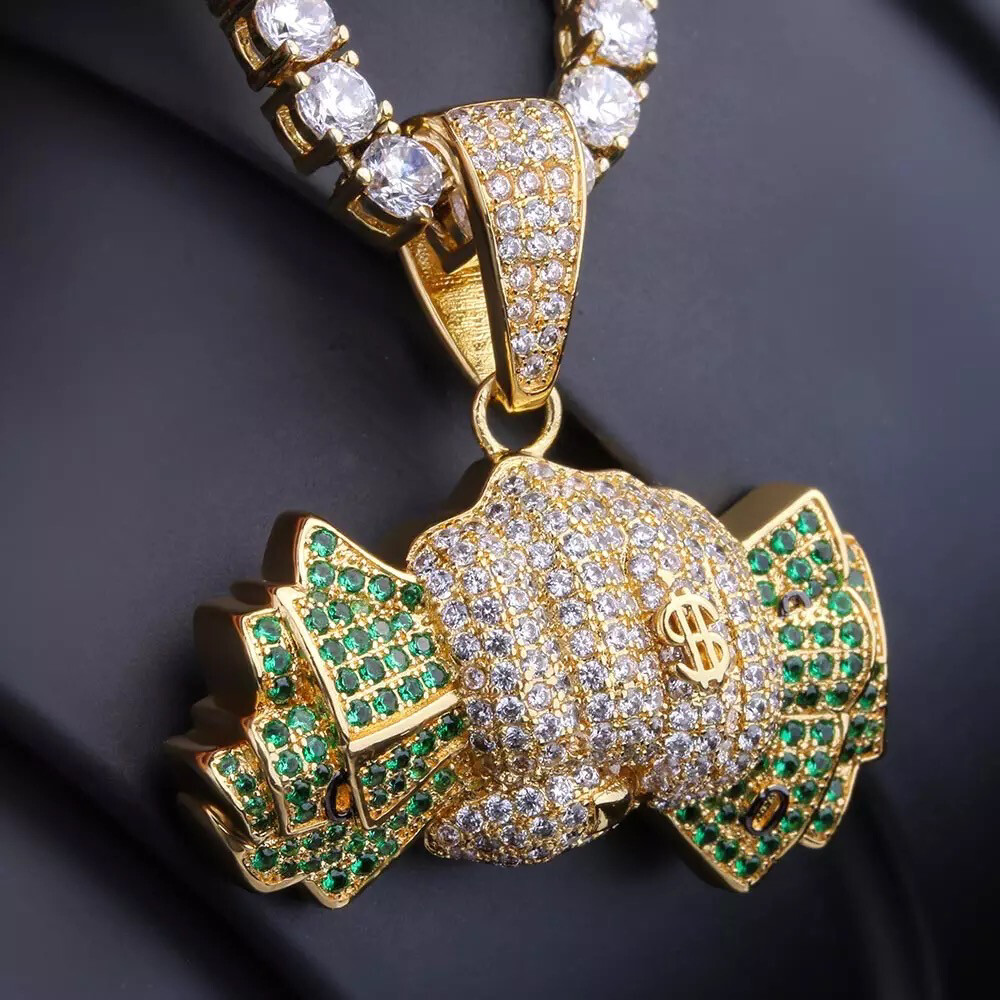 Redd’s Iced Out Money Fist Necklace