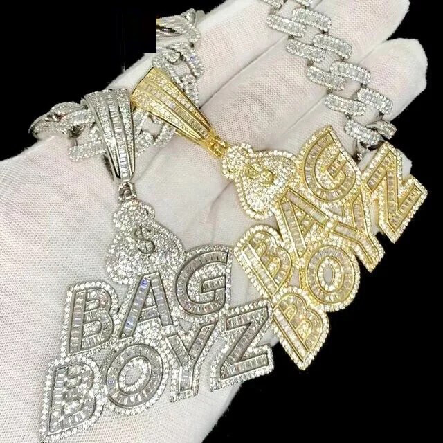 Redd’s 14k Baguette Diamond CZ Bag Boyz Money Necklace