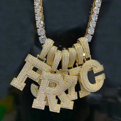 Big Bling Micro Pave Single Letter Necklace (Customize)