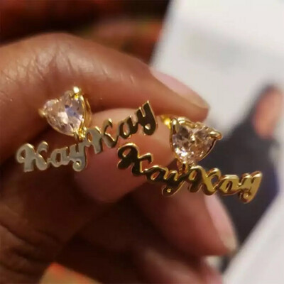 5A CZ Diamond Personalized Name Earrings 5A CZ Diamond Personalized Name Earrings