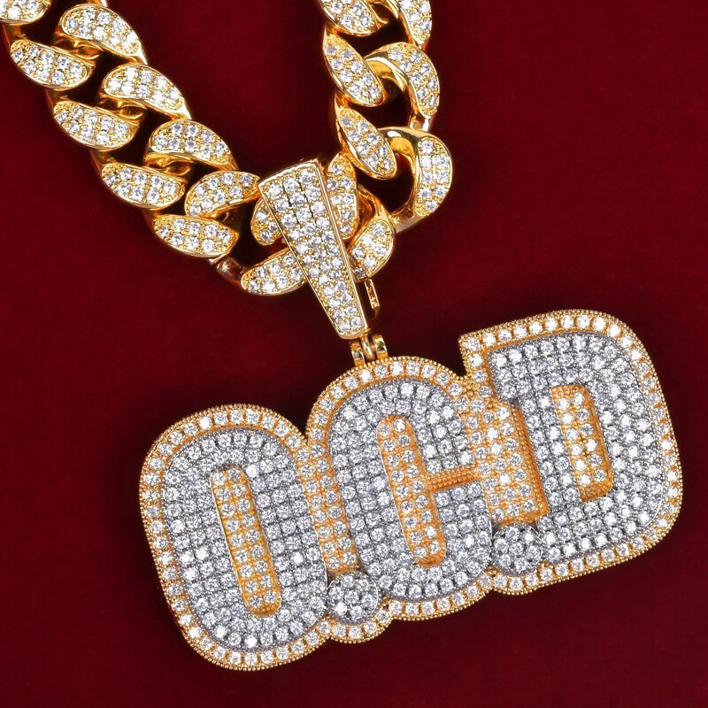 5A Luxury Quality Icy Big Name & Cuban Link Necklace (Customize)