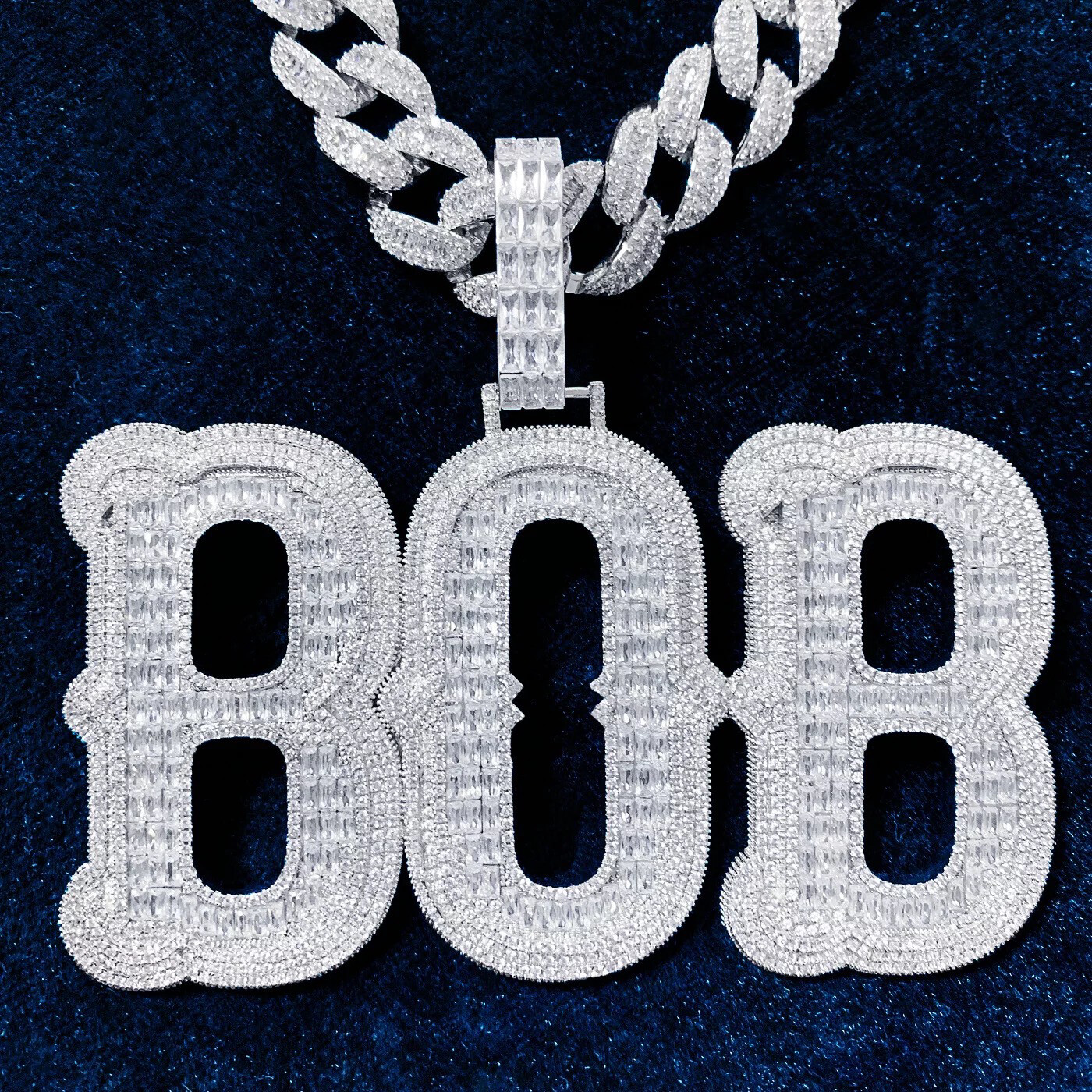 5A Luxury Quality Icy Big Name & Cuban Link Necklace (Customize)