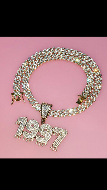 Year Drip Letters Bling Necklace (Customize)