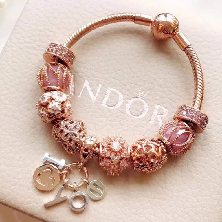Rose Gold pinky  Charm Bracelet