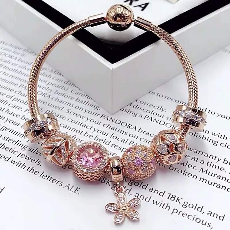 Rose Gold Pink Promises Charm Bracelet