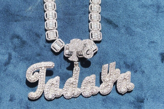 5A+ CZ Barbs Head Bling Name Necklace