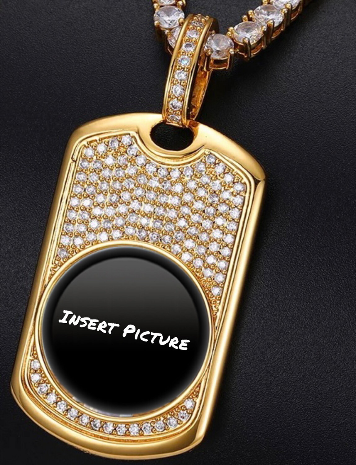 High Quality Photo Dog Tag necklace /Non Tarnish Hypoallergenic w/ CZ Diamonds 