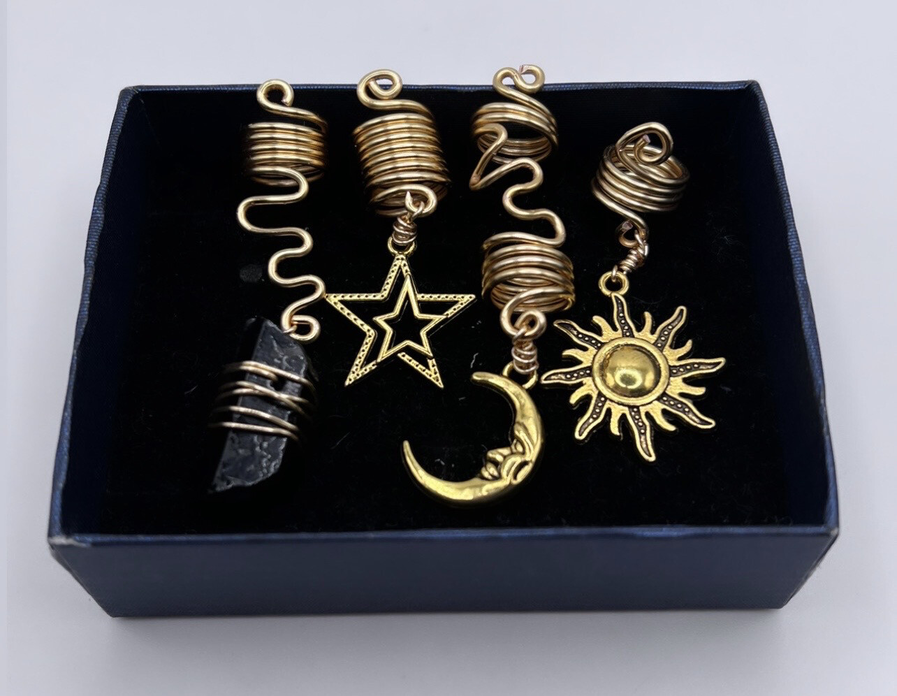 Sun Moon Star Loc Jewelry Set Of 4