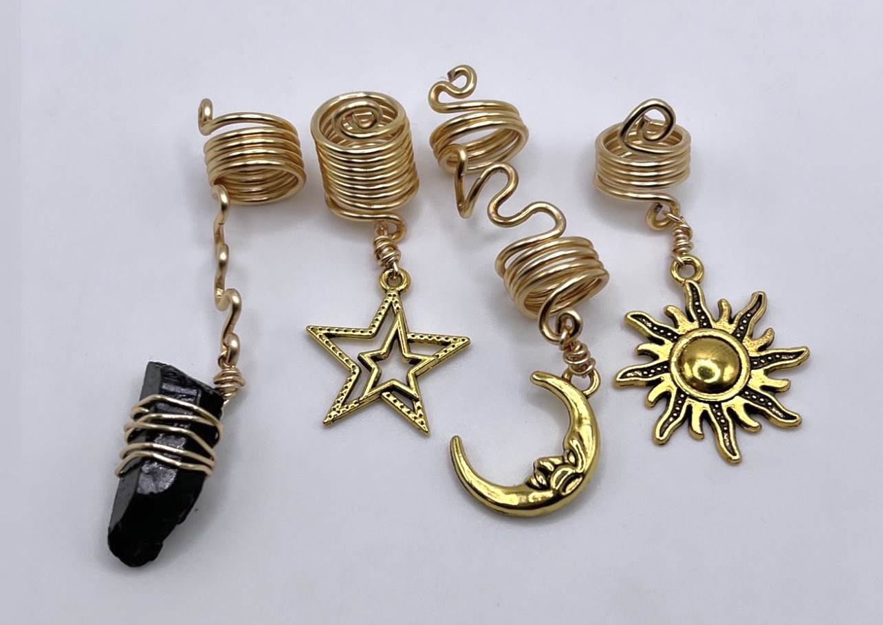 Sun Moon Star Loc Jewelry Set Of 4