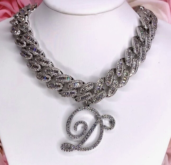 Boss Cuban Link Chain Script Letters Necklace