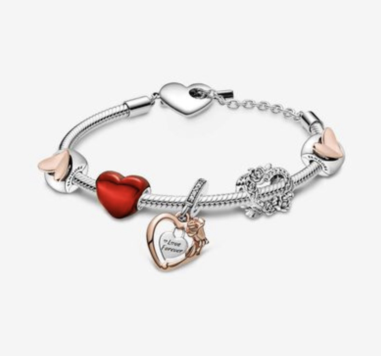 Silver Forever Love Heart Charm Bracelet