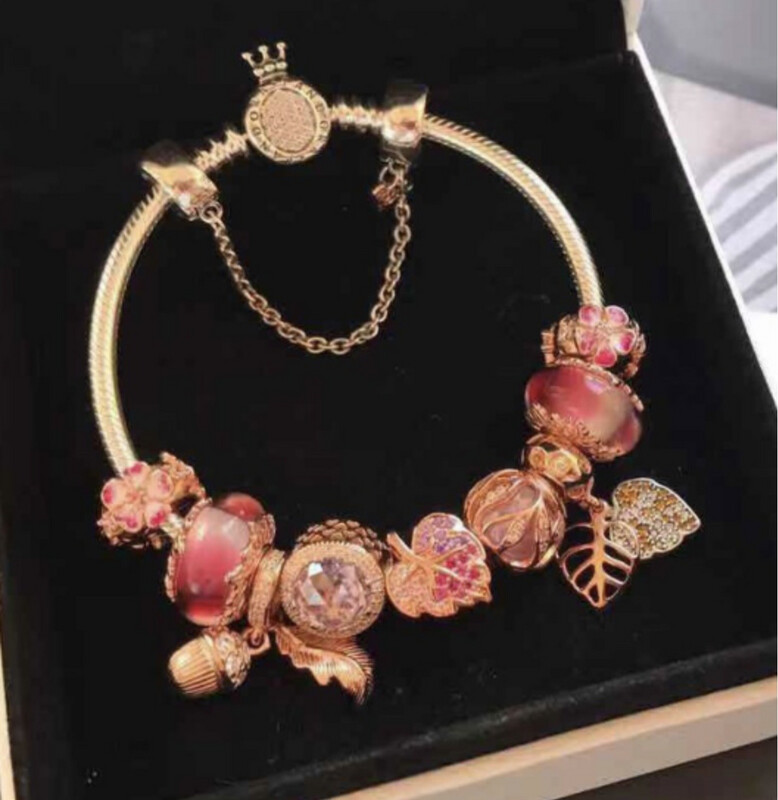 Silver & Rose Gold Leaf Charm Bracelet