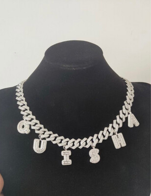 Baguette Letters Cuban Link Necklace Baguette Letters Cuban Link Necklace