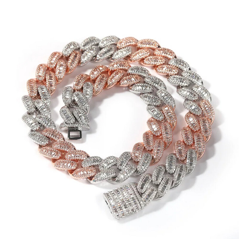  5A CZ Iced Out Baguette Cuban Link Bracelet 