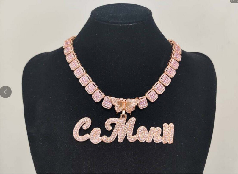 AAAA+ CZ Butterfly Bling Name Necklace