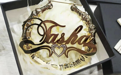 Personalized Heart Name Bamboo Earrings