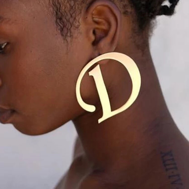 Big Initial Stud Earrings 