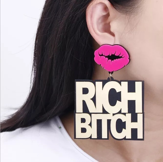 Rich B!tc* Stud Earrings 
