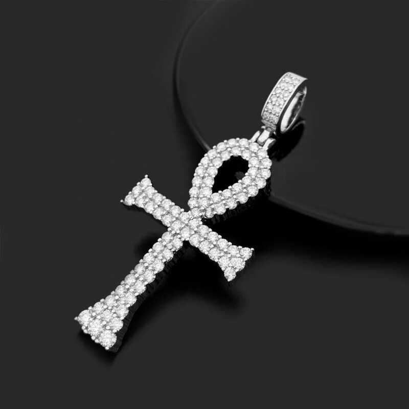 VVS Moissanite Diamond Luxury Gold Iced Out Ankh Cross Necklace (Customize)