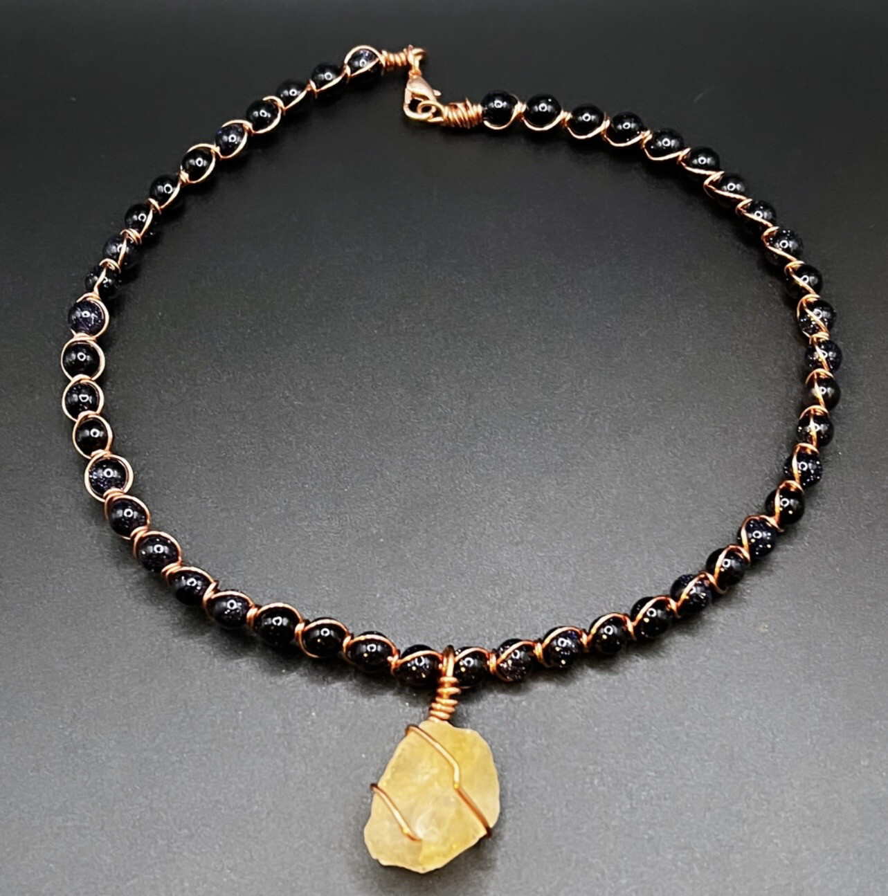 High Quality Blue Sandstone & Citrine Choker