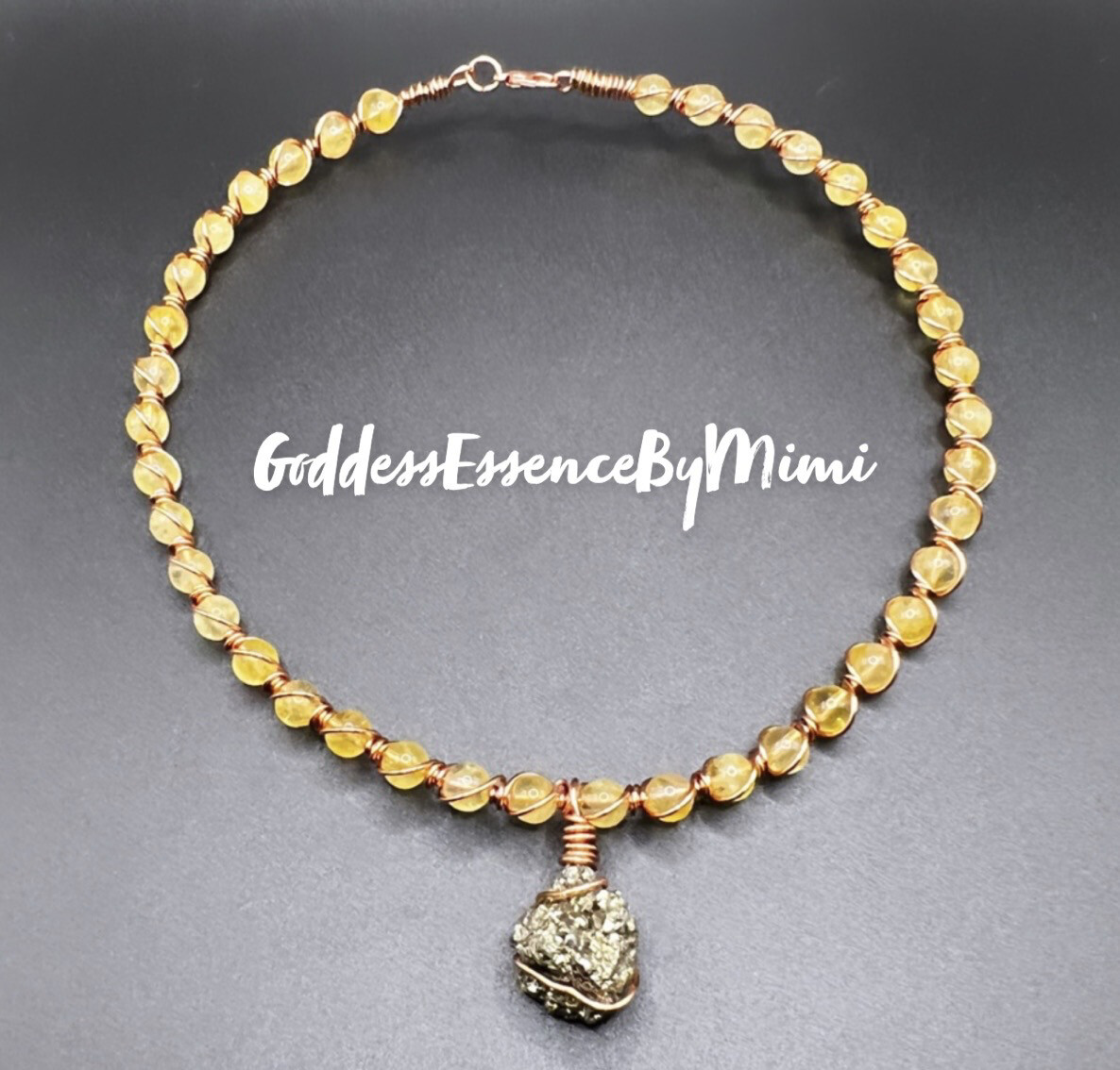 High Quality Manifest Abundance Citrine & Pyrite Crystal Choker