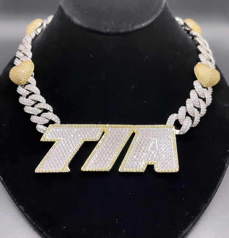 5A Luxury Quality Icy Big Name & Cuban Link Necklace (Customize)