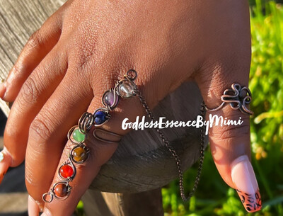 Adjust Crystal Chakra Gemstone Ring