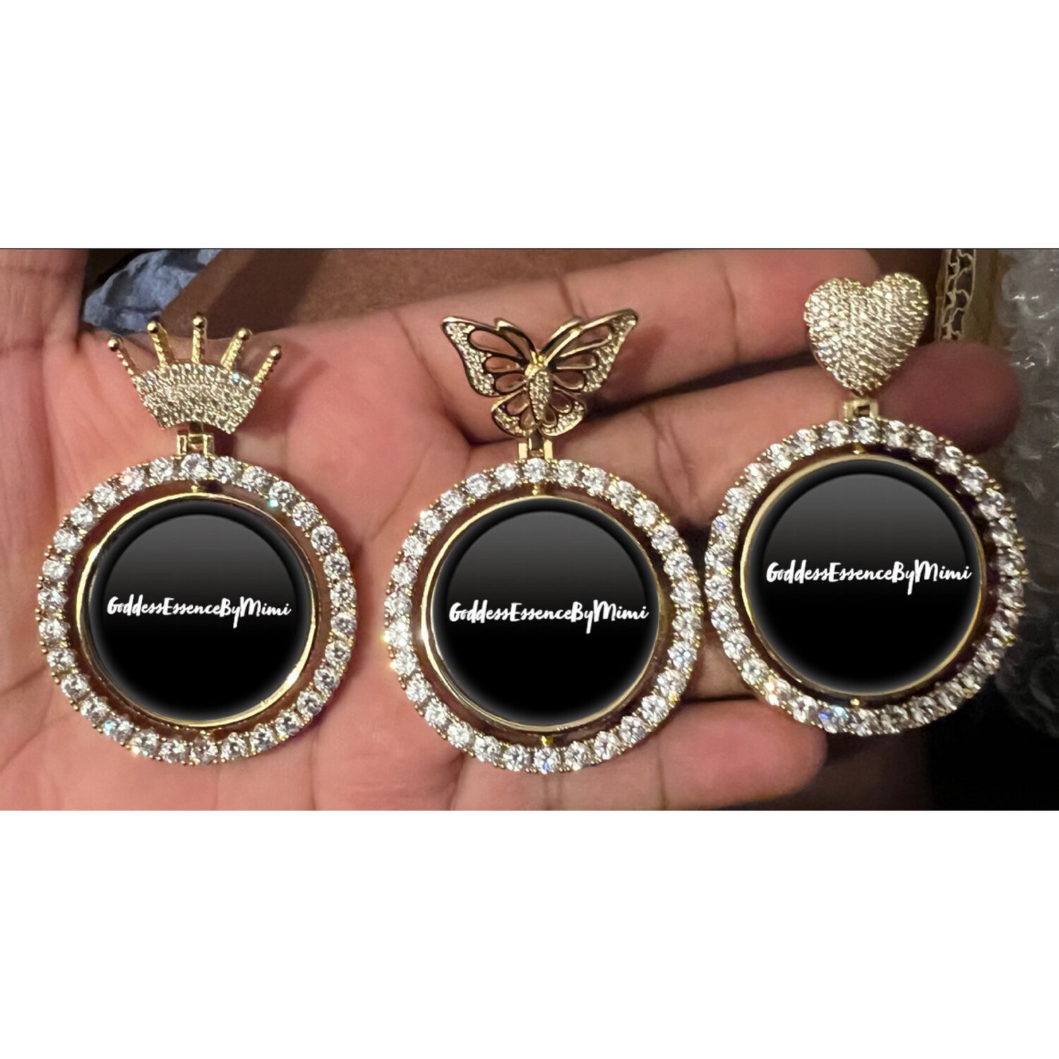 High Quality Custom Bail Double Sided Photo Necklace/ Non Tarnish  hypoallergenic W/ Cz diamonds