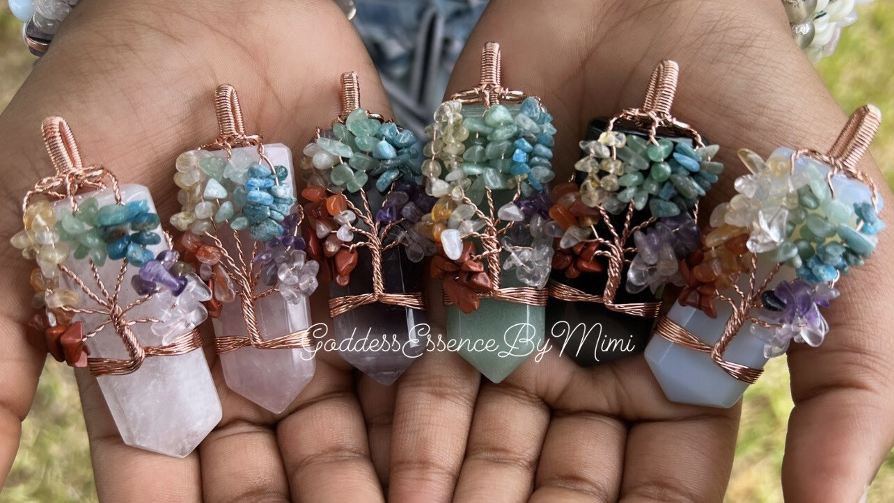 Chakra Balance Tree of Life Gemstone Protection Necklace